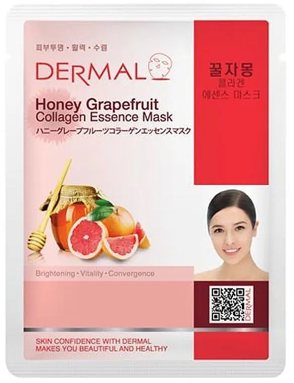 Коллагеновая тканевая маска для лица с медом и грейпфрутом - Dermal Honey Grapefruit Collagen Essence Mask  — фото N1