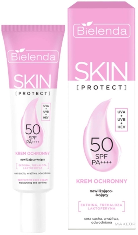 Солнцезащитный увлажняющий и успокаивающий крем - Bielenda Skin Protect SPF 50 Moisturizing And Soothing Cream  — фото 40ml