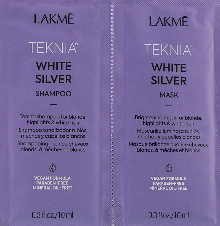 Набір пробників - Lakme Teknia White Silver (sh/10ml + mask/10ml) — фото N2