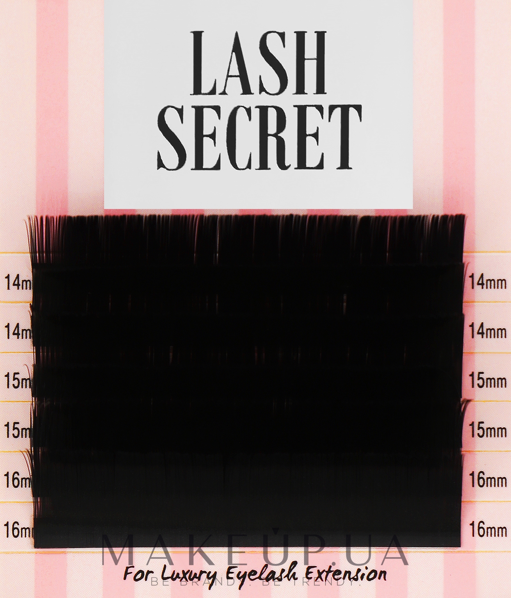 Накладні вії, чорні, мікс, 6 ліній (0.07, C, (14,15,16)) - Lash Secret — фото 1уп