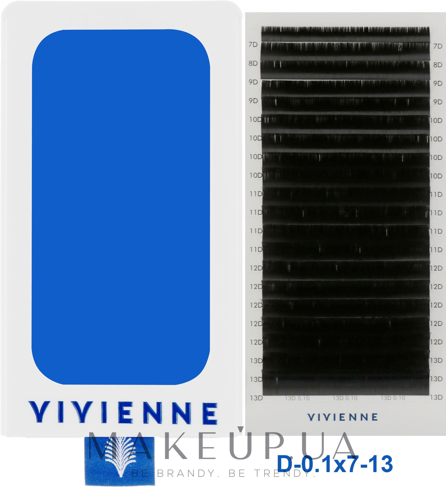 Накладні вії "Elite", чорні, 20 ліній (mix, 0,1, D, 7-13) - Vivienne — фото 1уп