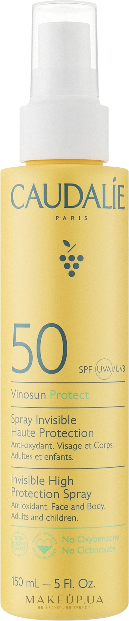 Сонцезахисний спрей для обличчя та тіла - Caudalie Vinosun Protect Spray Invisible SPF50 — фото 150ml