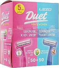 Парфумерія, косметика Одноразові станки для гоління "Дует", 100 шт. - Lezo Duet Men & Women Razor