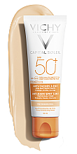 Сонцезахисний крем для шкіри обличчя 3-в-1 з тонуючим ефектом проти пігментних плям, SPF50+ - Vichy Capital Soleil Anti-Taches Anti-Dark Spots SPF50+ — фото N3