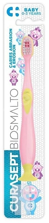 Дитяча зубна щітка, 0-3 роки, рожева - Curaprox Curasept Biosmalto Baby Toothbrush — фото N1