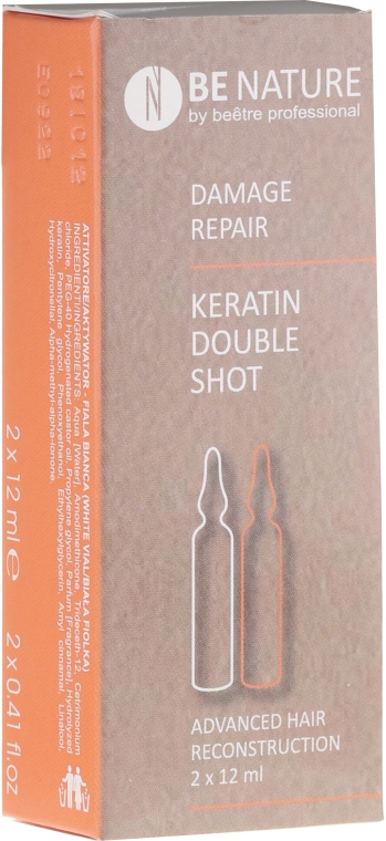Набор для восстановления волос - Beetre BeNature Demage Repaire Keratin Double Shot (ampoule/2x12ml) — фото N1