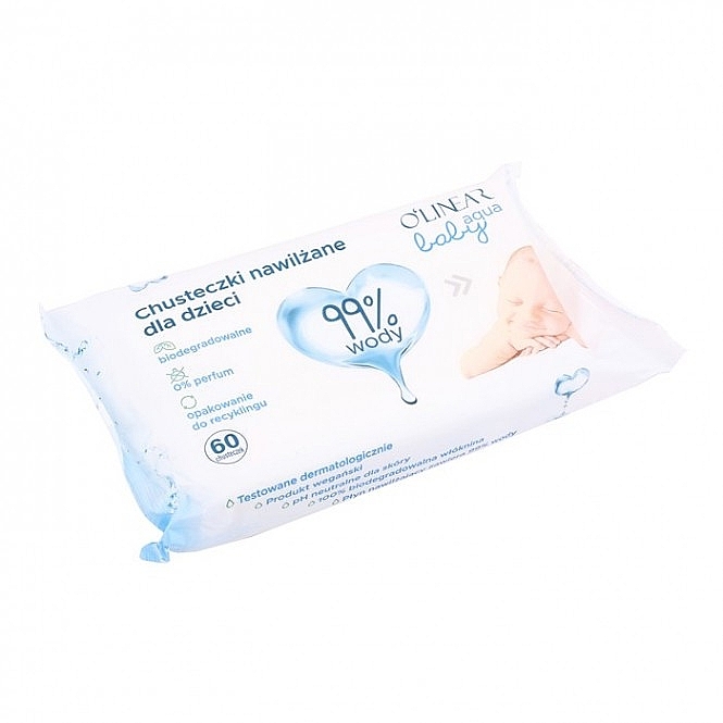 Влажные салфетки для детей и младенцев, 60 шт - O'linear Baby Aqua Wet Wipes — фото N2