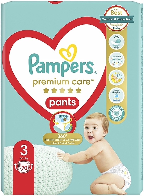 Підгузки-трусики Premium Care Pants 3 (6-11 кг), 70 шт. - Pampers — фото N3