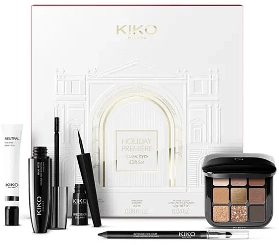 Набор - Kiko Milano Holiday Premiere Iconic Eyes Gift Set (eye/pr/10ml + masc/12ml + eye/lin/2.5ml + eye/lin/1.2g + palet/2.5g) — фото N1