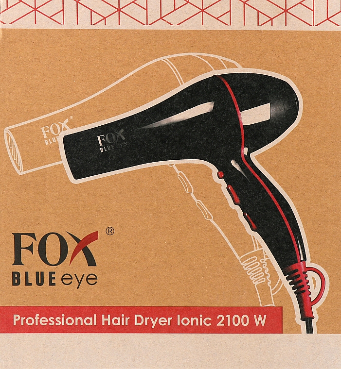 Фен для волос с ионизацией, красный/черный - Fox Blue Eye 2100 W — фото N2