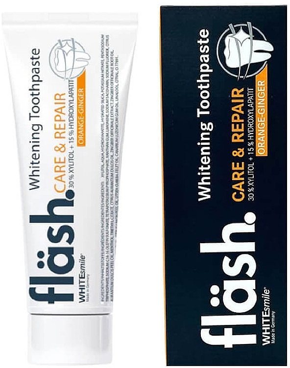 Зубна паста, апельсин-імбир - WHITEsmile Flash Care&Repare Whitening Toothpaste — фото N1