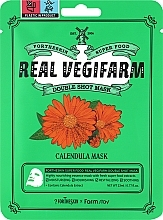 Парфумерія, косметика Маска для обличчя з екстрактом календули - Fortheskin Super Food Real Vegifarm Double Shot Mask Calendula