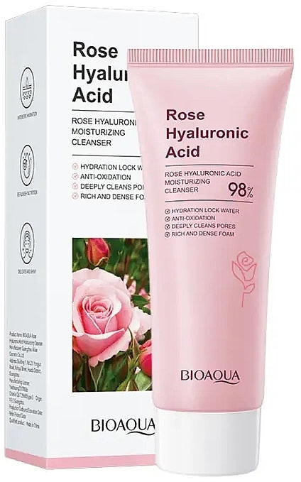 Пенка для лица с экстрактом розы и гиалуроновой кислоты - Bioaqua Rose Hyaluronic Acid Cleanser — фото N1