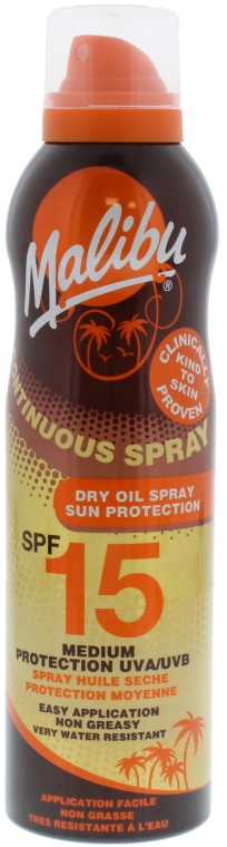 Сонцезахисна суха олія для тіла - Malibu Continuous Dry Oil Spray SPF 15 — фото N1