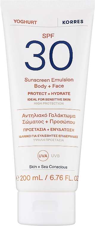 Эмульсия для лица и тела - Korres Yoghurt Body + Face Sunscreen Emulsion SPF 30  — фото N1