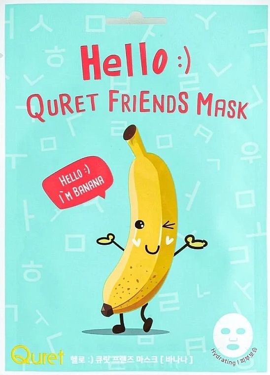 Тканевая маска с экстрактом банана - Quret Hello Friends Banana Sheet Mask — фото N1