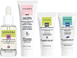 Духи, Парфюмерия, косметика Набор - Sephora Clarifying Kit (gel/15ml + scrub/1ml5 + ser/30ml + cr/30ml)