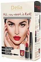 Парфумерія, косметика Delia Cosmetics  All You Need Is Red (Lip/4g + mascara/12ml + n/polish/11ml) - Набір