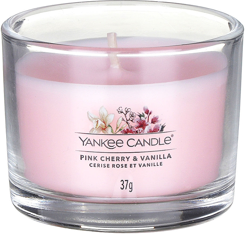 Ароматическая свеча в стакане "Розовая вишня и ваниль" - Yankee Candle Pink Cherry & Vanilla (мини) — фото N2