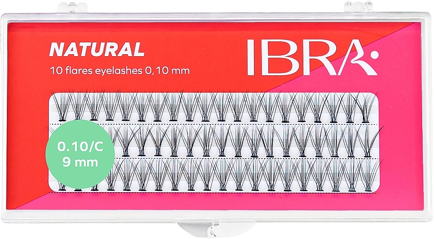Накладные пучки, 0.10-C/9 mm - Ibra 10 Flares Eyelash Knot Free Naturals — фото N1