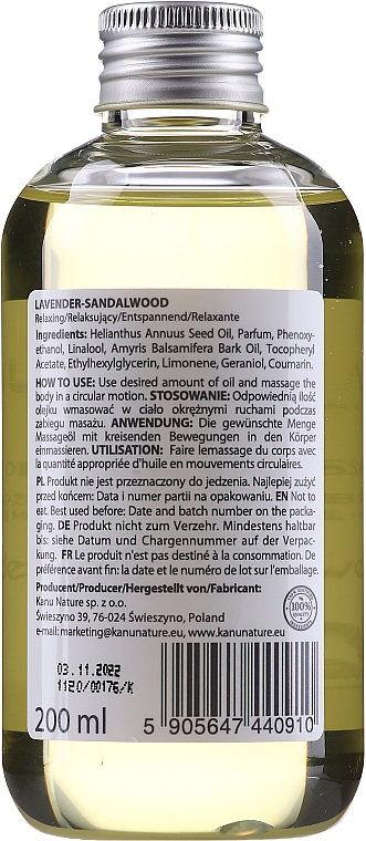 Массажное масло "Лаванда и сандал" - Kanu Nature Lavender Sandalwood Massage Oil — фото N2