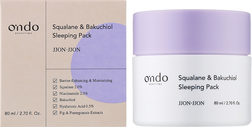 Ночная маска для лица с бакучиолом и скваланом - Ondo Beauty 36.5 Squalane & Bakuchiol Sleeping Pack — фото N2