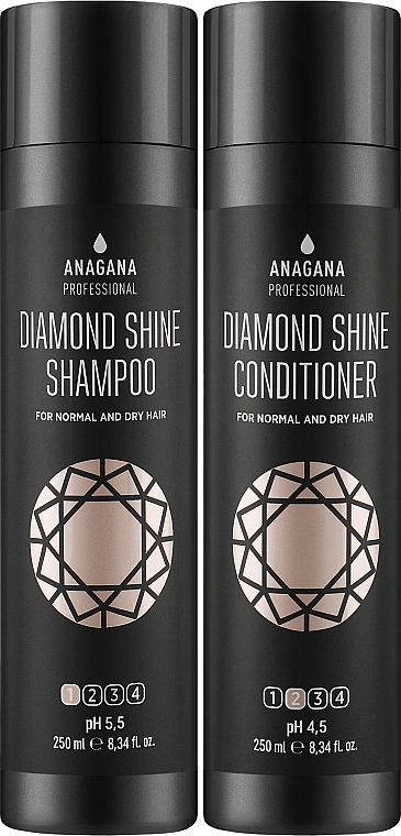 Набор "Бриллиантовый блеск" для всех типов волос - Anagana Professional Diamond Shine Duos (shmp/250ml + cond/250ml) — фото N2
