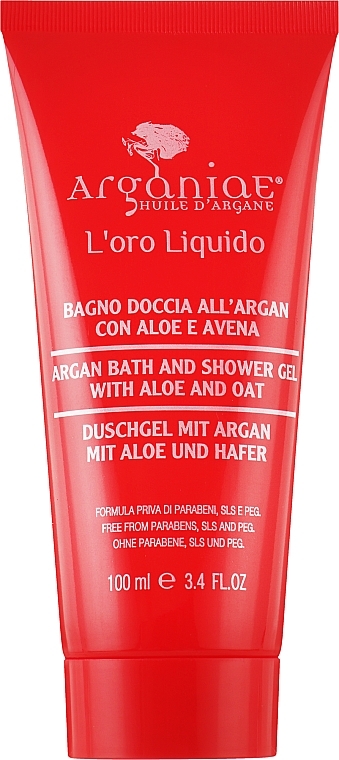 Гель для ванны и душа с аргановым маслом алоэ и овсом - Arganiae L'oro Liquido Argan Oil Bath And Shower Body Foam (туба) — фото N1