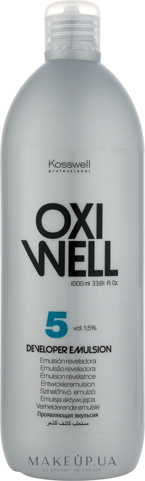 Окислительная эмульсия, 1,5% - Kosswell Professional Equium Oxidizing Emulsion Oxiwell 1,5% 5 vol — фото 1000ml