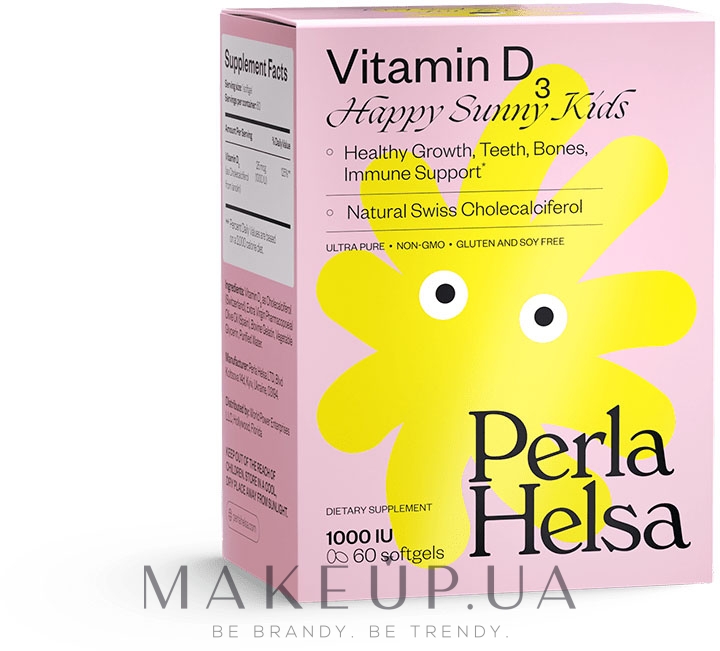 Вітамін Д3 1000 UI, 60 капсул - Perla Helsa Vitamin D3 1000 UI Happy Sunny Kids Dietary Supplement — фото 60шт