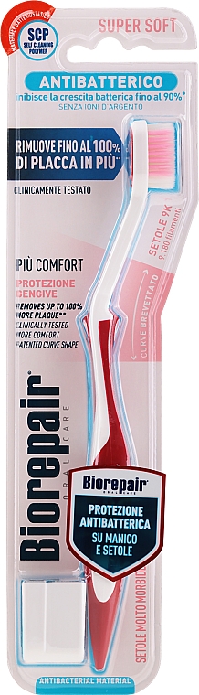 Зубна щітка "Досконале чищення" для захисту ясен, ультрам'яка, червона з білим - Biorepair Super Soft — фото N2