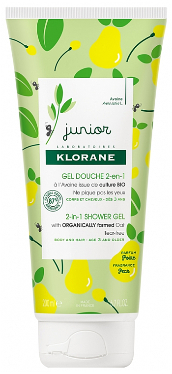 Гель для душа - Klorane Junior 2in1 Shower Gel Pear Body and Hair — фото N1