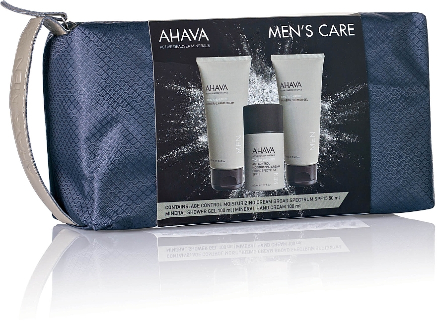 Набор мужской для путешествий - Ahava Travel Kit For Men (clea/gel/20ml + sh/gel/100ml + af/sh/50ml + bag) — фото N1