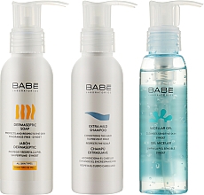 Парфумерія, косметика Набір для обличчя й тіла "Очищення" - Babe Laboratorios (micel/gel/90ml + soap/100ml + shm/100ml + bag/1pc)