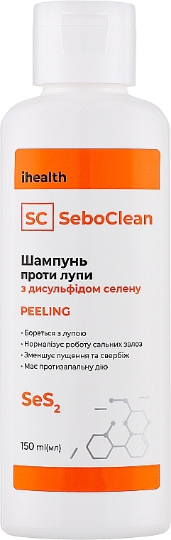 Шампунь-пілінг для волосся проти лупи з дисульфідом селену - ihealth SeboClean Peeling