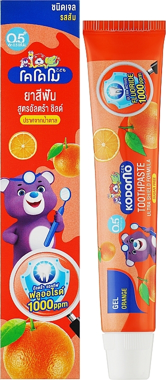 Дитяча гелева зубна паста зі смаком апельсина - Lion Kodomo Toothpaste Children Orange Flavor gel — фото N2