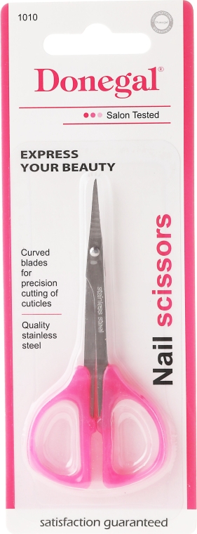Ножиці манікюрні для кутикули, з пластиковими ручками, 1010, рожеві - Donegal — фото N1