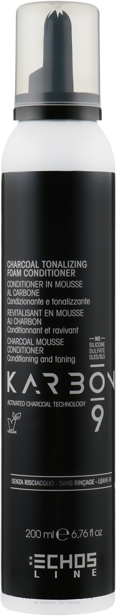 Тонізувальна пінка-кондиціонер з активованим вугіллям - Echosline Karbon 9 Charcoal Tonalizing Foam Conditioner — фото 200ml