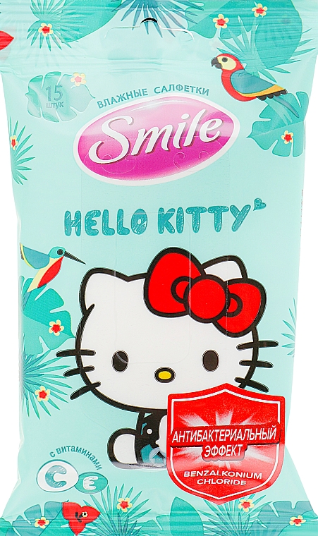 Влажные салфетки "Hello Kitty" 15шт, зеленые - Smile Ukraine Hello Kitty