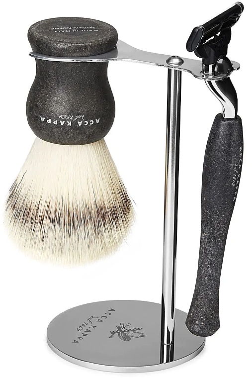 Набор для бритья - Acca Kappa Natural Style Set Black (razor/1pc + brush/1pc + stand/1pc) — фото N1