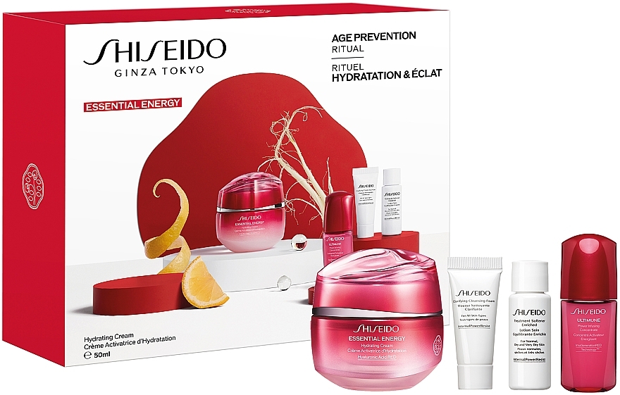 Набор - Shiseido Essential Energy Value Set (f/cr/50ml + foam/5ml + f/lot/7ml + conc/10ml) — фото N1