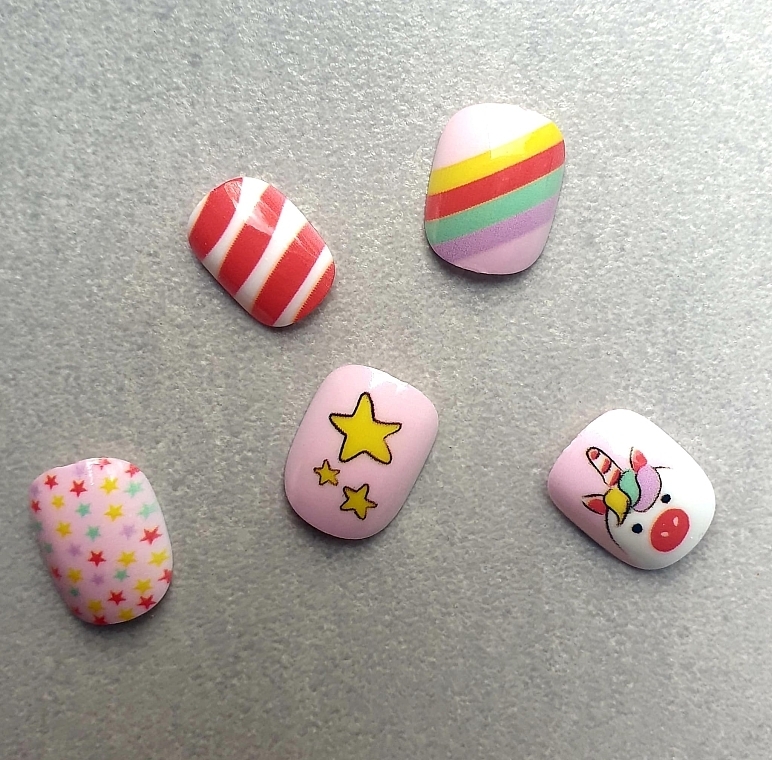 Накладні нігті для дітей "Єдиноріг, зірки та полоски", 958 - Deni Carte Magic Miss Tips — фото N4