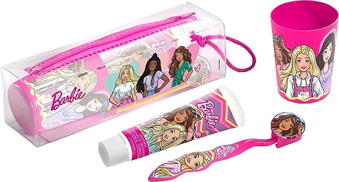 Набор - Lorenay Barbie (toothpaste/75ml + toothbrush/1pcs + cup/1pcs + bag1/pcs) — фото N1