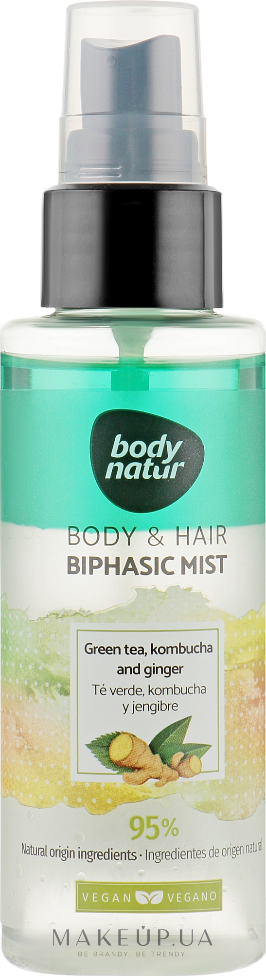 Універсальний міст для тіла та волосся - Body Natur Body and Hair Mist Green Tea, Kombucha and Ginger — фото 100ml
