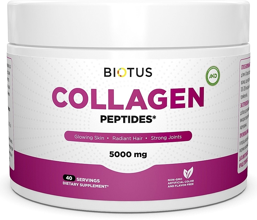 Морський колаген із гіалуроновою кислотою та вітаміном С, 5000 мг - Biotus Collagen Peptid — фото N1