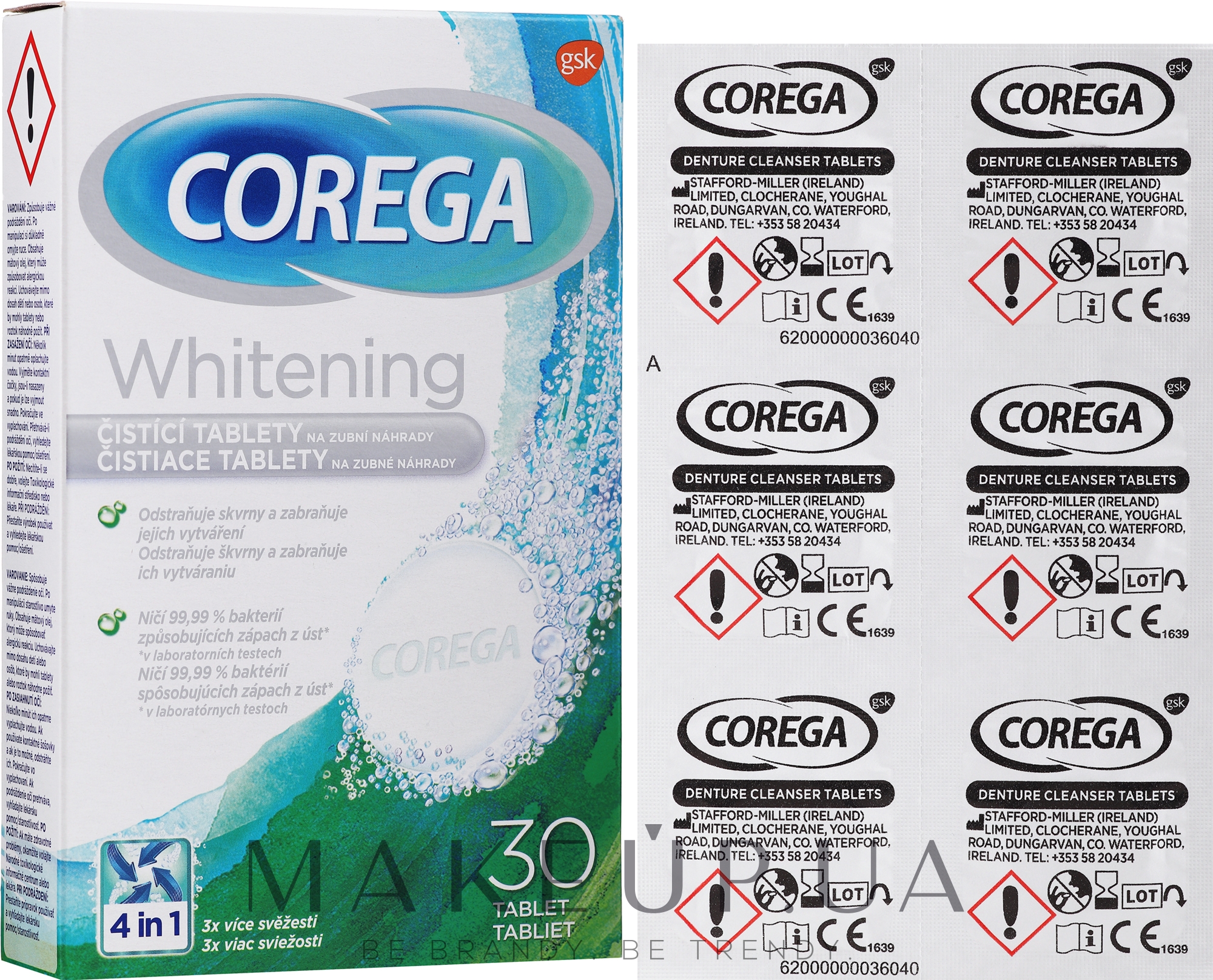 Активные очищающие таблетки для зубных протезов - Corega Whitening Tabs — фото 30шт