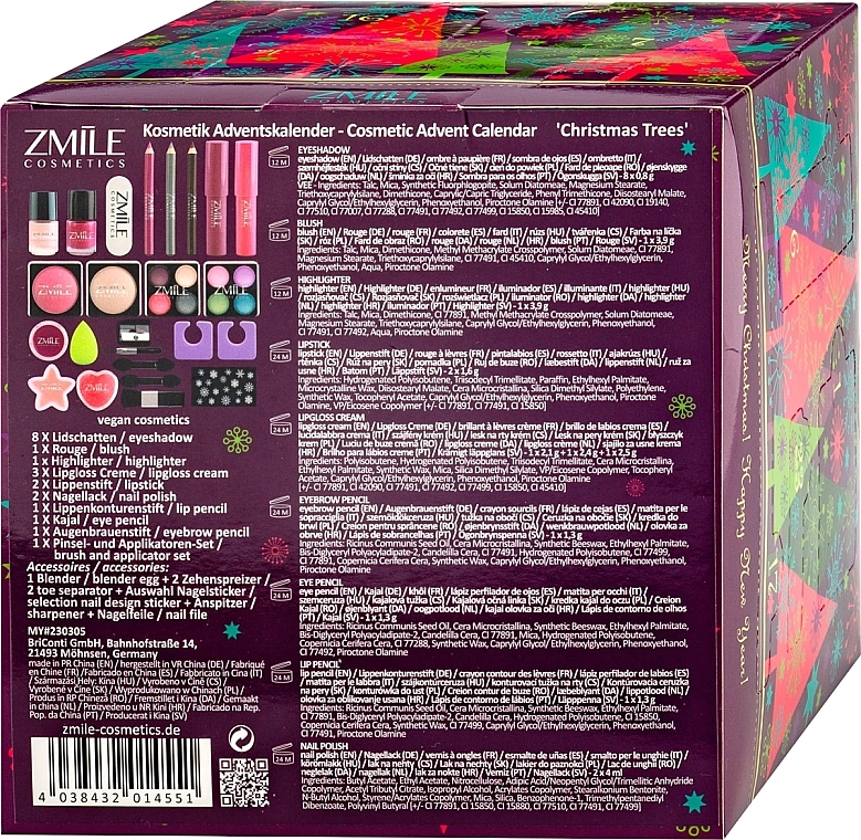 Набір "Адвент-календар", 24 продукти - Zmile Cosmetics Christmas Trees Cube Advent Calendar — фото N2
