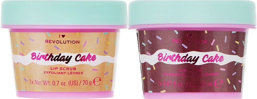 Набор - I Heart Revolution Lip Care Duo Birthday Cake (lip/scrub/20g + lip/mask/20ml) — фото N2