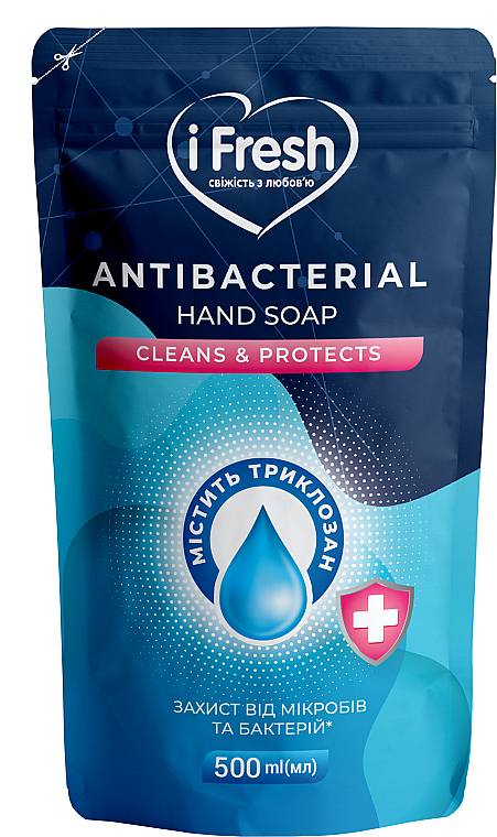 Рідке антибактеріальне мило для рук із триклозаном - IFresh Antibacterial Hand Soap (дой-пак) — фото N1