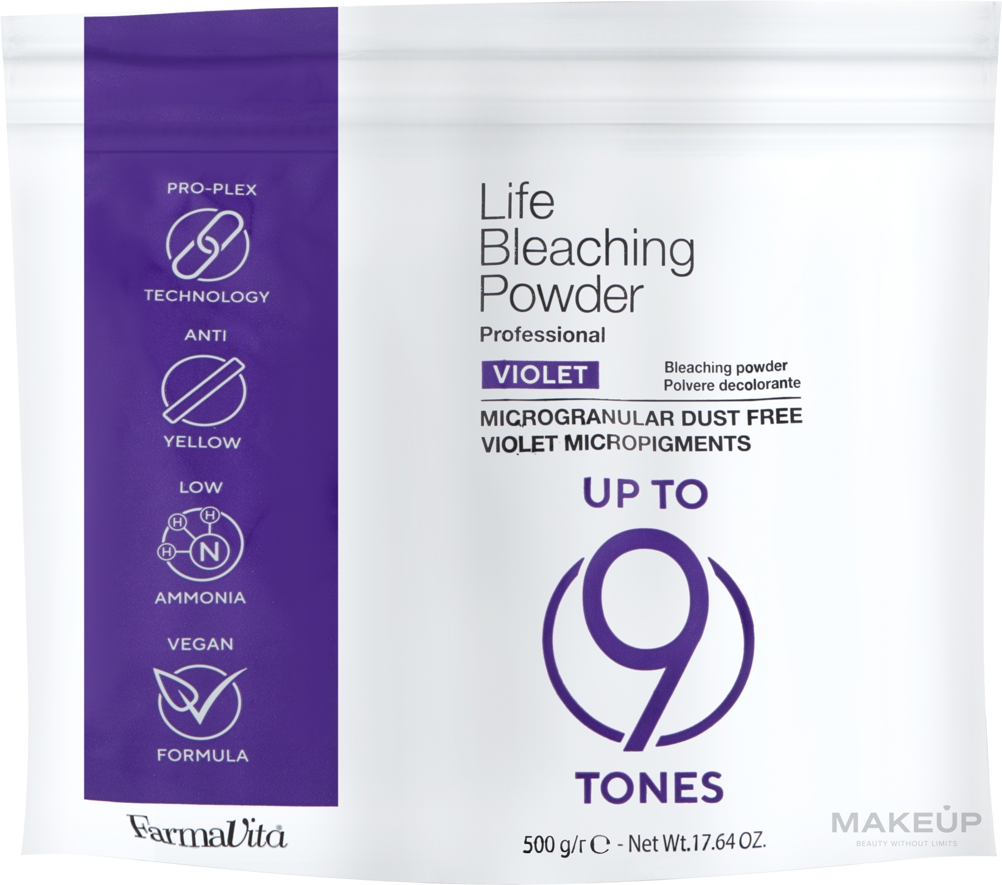 Осветляющий фиолетовый порошок с аминокислотами - Farmavita Life Bleaching Powder Violet — фото 500g